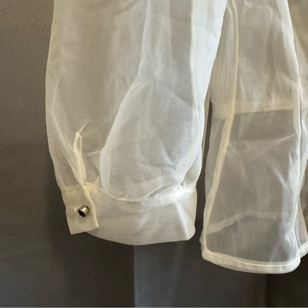 Debcraft 1950s Sheer Nylon Blouse with Rhinestone Details Delicate Details 36 - Picture 5 of 10